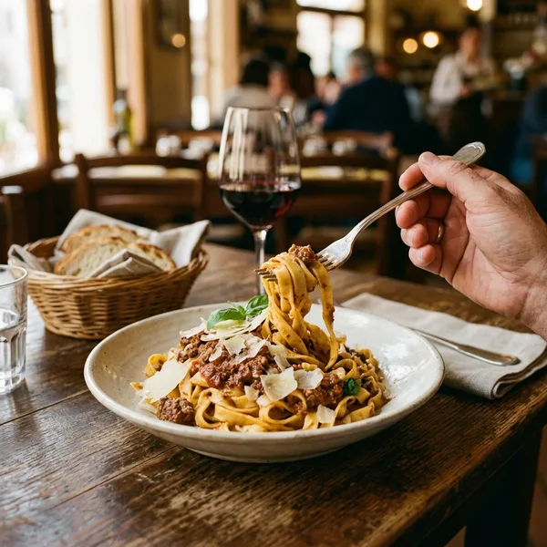 AI-generated social media post example: Review & Testimonial Sharing — created by Scribario from the prompt "Share this 5-star review: 'Best pasta in the city, we come back every week' — Maria T."
