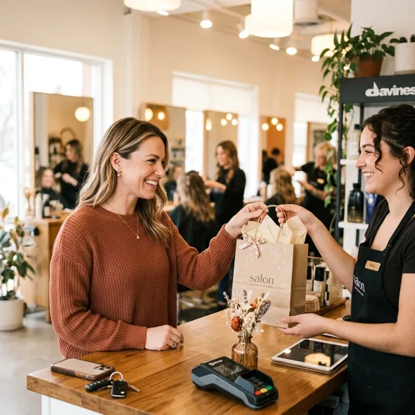 AI-generated social media post example: Client Appreciation & Loyalty Rewards — created by Scribario from the prompt "Post: Refer a friend this month and both of you get 20% off your next color service — DM us to claim"