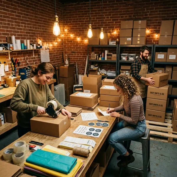 AI-generated social media post example: Behind-the-Scenes & Story Posts — created by Scribario from the prompt "Post a behind-the-scenes: packing 50 orders tonight for our biggest drop yet, show the team working late"